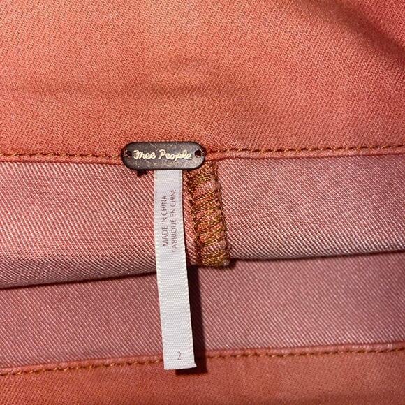 Free People Faded Cotton Pencil Mini Skirt – Burnt Orange, Size 2 - Picture 7 of 8